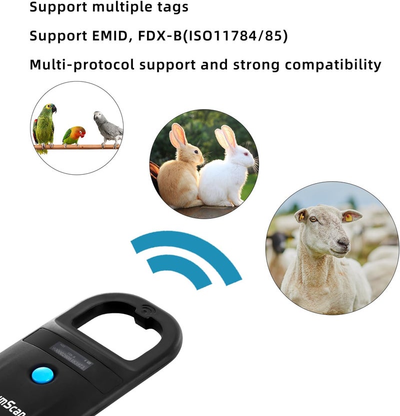 NetumScan Upgraded Pet Microchip Reader Scanner, 256 Data Storage Animal Tag Scanner Rechargeable Handheld Pet Chip ID Scanner with Stable OLED Display for ISO 11784/11785,FDX-B and ID64 RFID EMID - Image 4